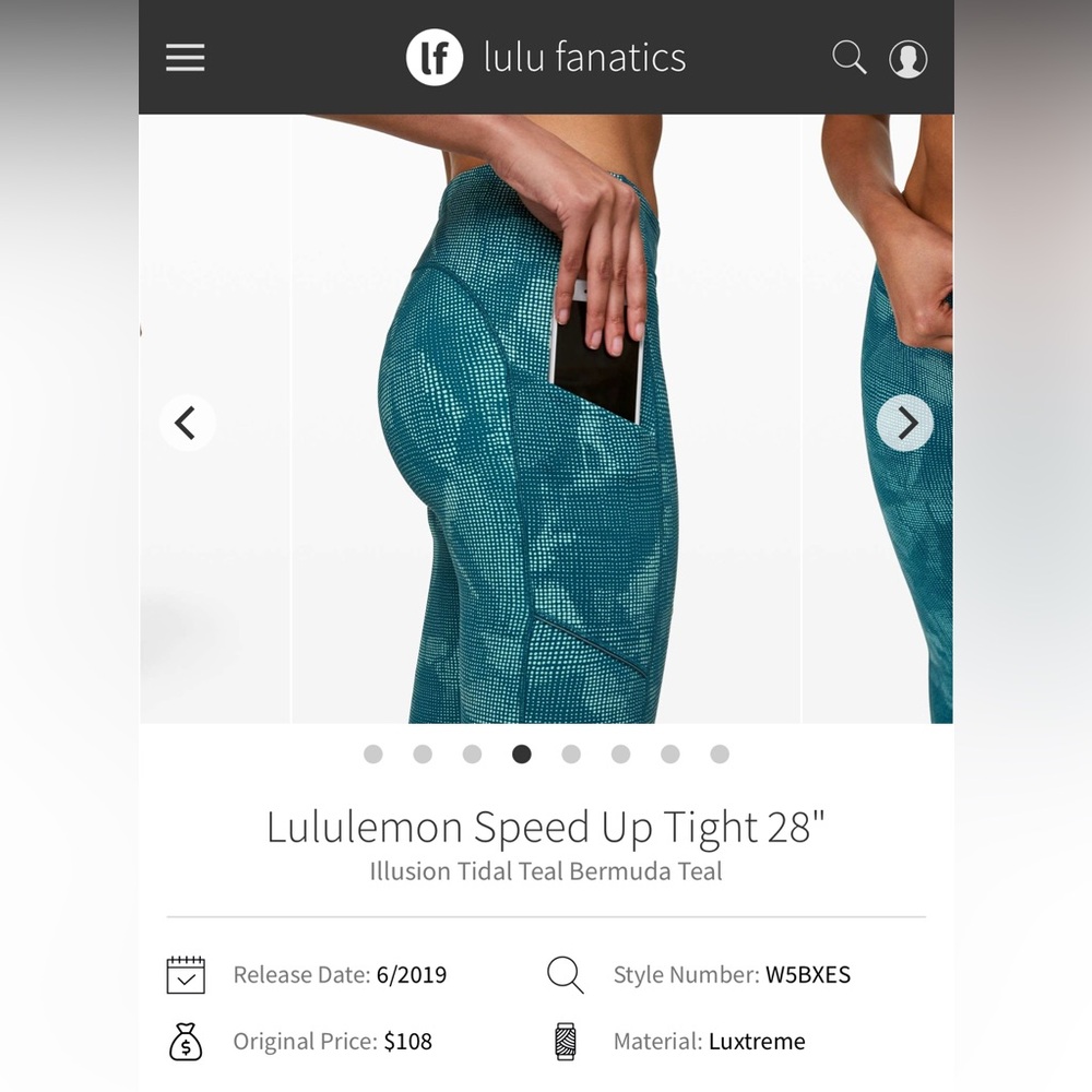 10. Teal Geometric Lululemon NWOT Speed Up Tight Leggings size 6 - Picture 6 of 6